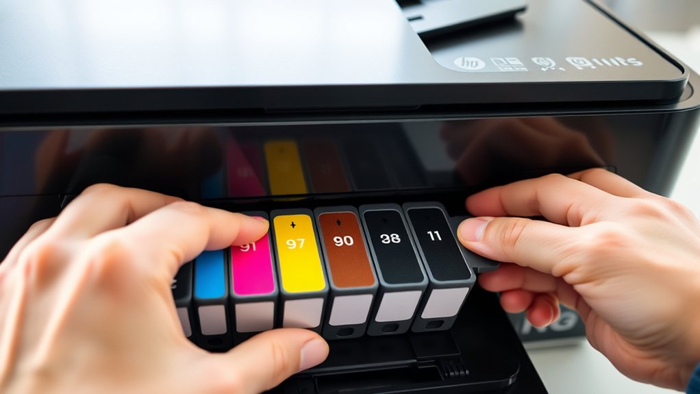 install ink cartridges carefully